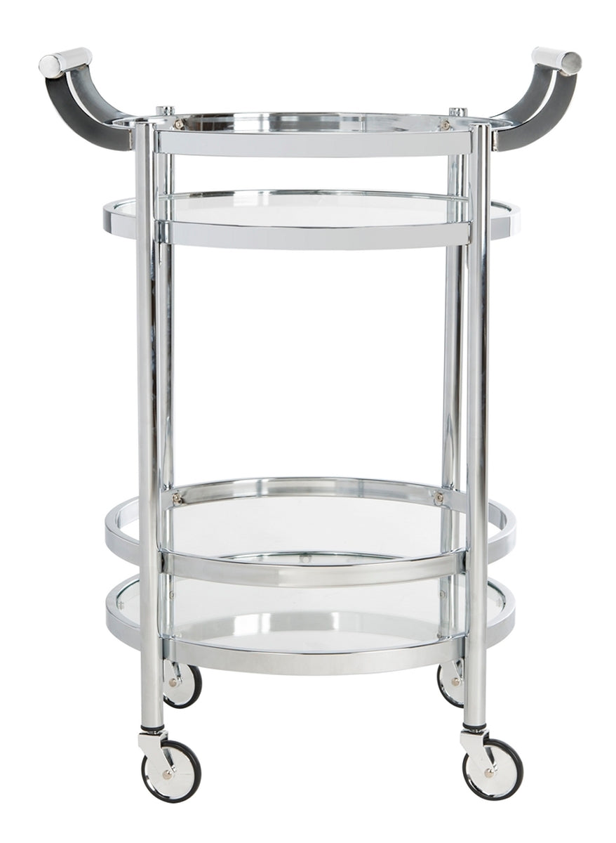 Sienna-2-Tier-Round-Bar-Cart-Chrome - Safavieh 