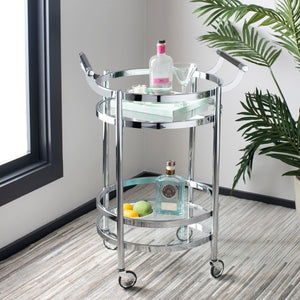 Sienna-2-Tier-Round-Bar-Cart-Chrome - Safavieh 