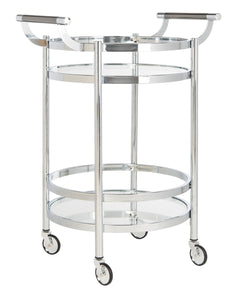 Sienna-2-Tier-Round-Bar-Cart-Chrome - Safavieh 