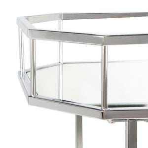 Silva-2-Tier-Octagon-Bar-Cart-Silver - Safavieh 