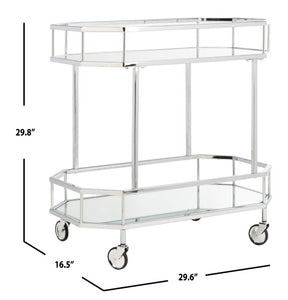 Silva-2-Tier-Octagon-Bar-Cart-Silver - Safavieh 