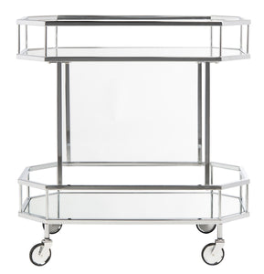 Silva-2-Tier-Octagon-Bar-Cart-Silver - Safavieh 