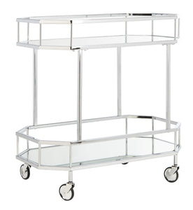 Silva-2-Tier-Octagon-Bar-Cart-Silver - Safavieh 