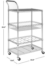 Load image into Gallery viewer, Carmen 4 Tier Chrome Wire Adjustable Cart - Safavieh 
