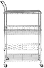 Load image into Gallery viewer, Carmen 4 Tier Chrome Wire Adjustable Cart - Safavieh 